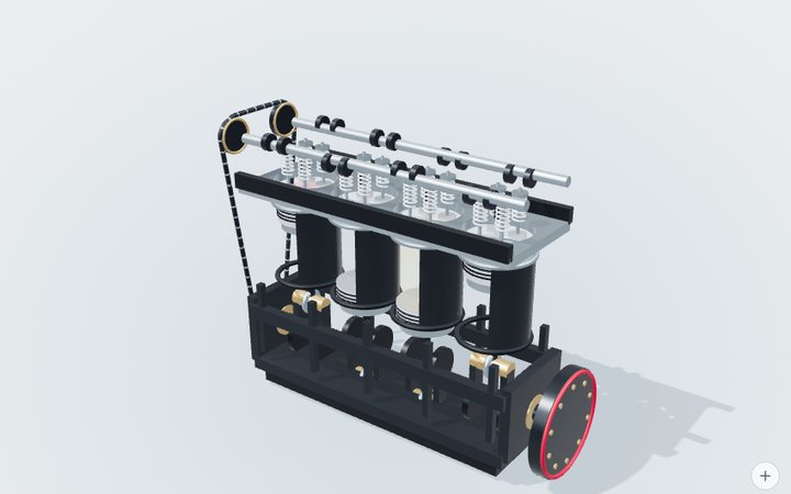 The Sharan 7N engine lab: a 2.0 TSI four-cylinder cutaway on its crankshaft.